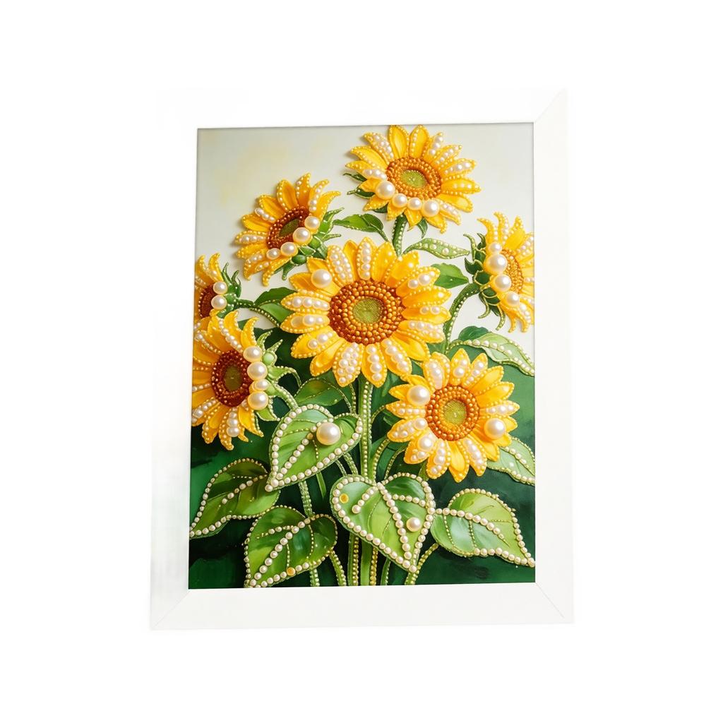 DIY Pearl Painting Kit Handmade Craft Material Set Sunflower Pattern Wall Art for Festival Gift and Home Decoration