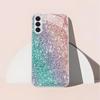 Farbiges Glitzer versilbertes Glas Handyhülle geeignet für Samsung Galaxy S26 S25 S24 S22 S21 S20 FE/Ultra/Plus Anti-Drop