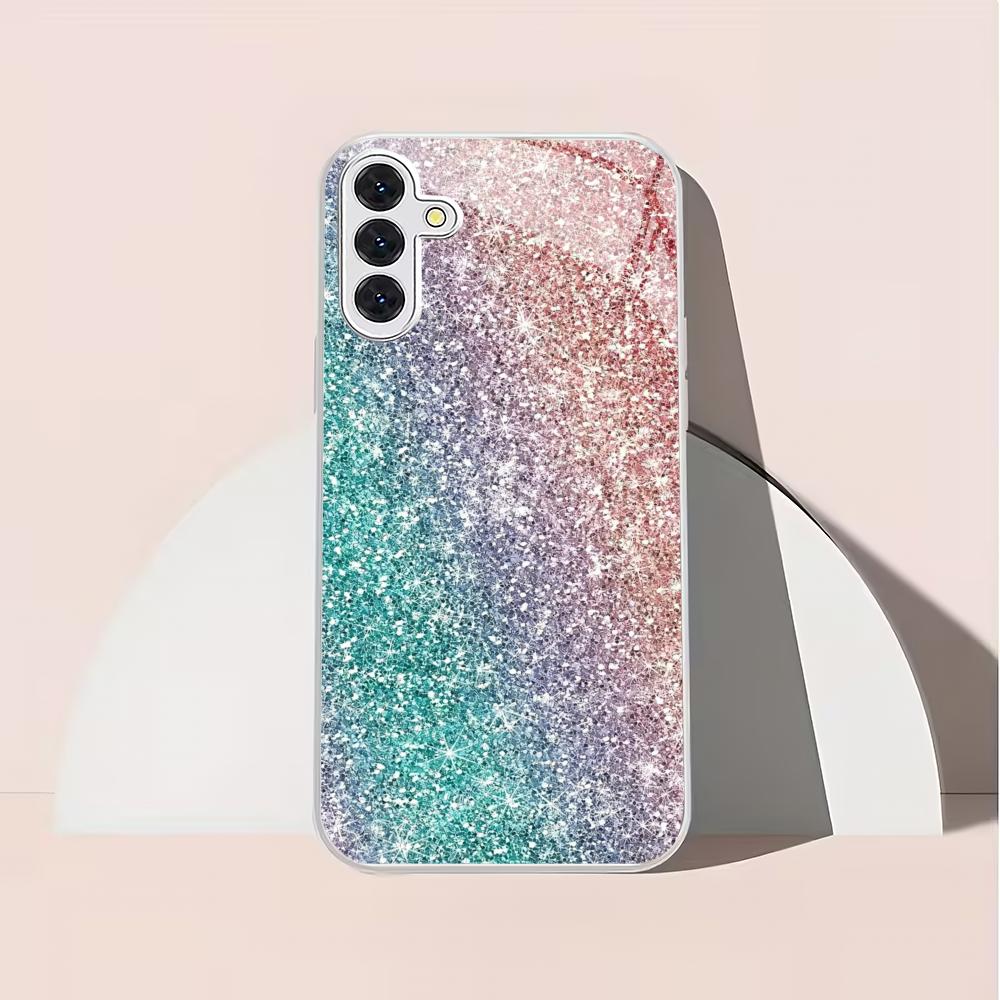 Farbiges Glitzer versilbertes Glas Handyhülle geeignet für Samsung Galaxy S26 S25 S24 S22 S21 S20 FE/Ultra/Plus Anti-Drop