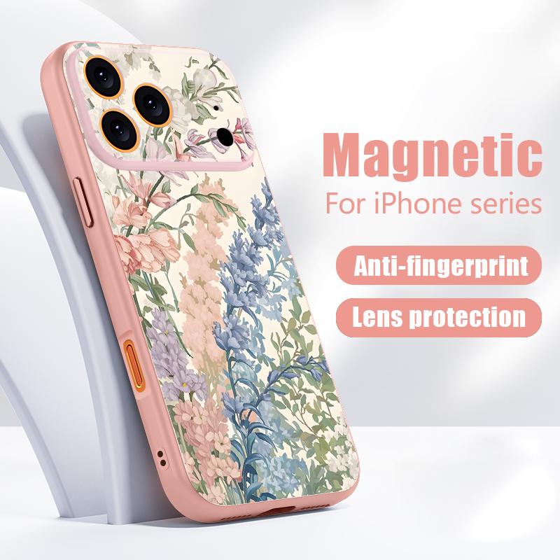Book Flowers Print Case For iPhone 17 Pro Max Magnetic For Magsafe Hybrid TPU+PC Matte Cover For iPhone 16 15 14 13 Pro Max