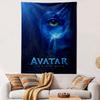 A glowing blue face with bright yellow-green eye and star-like spots. Patterned tapestry for bedroom and living room home decor