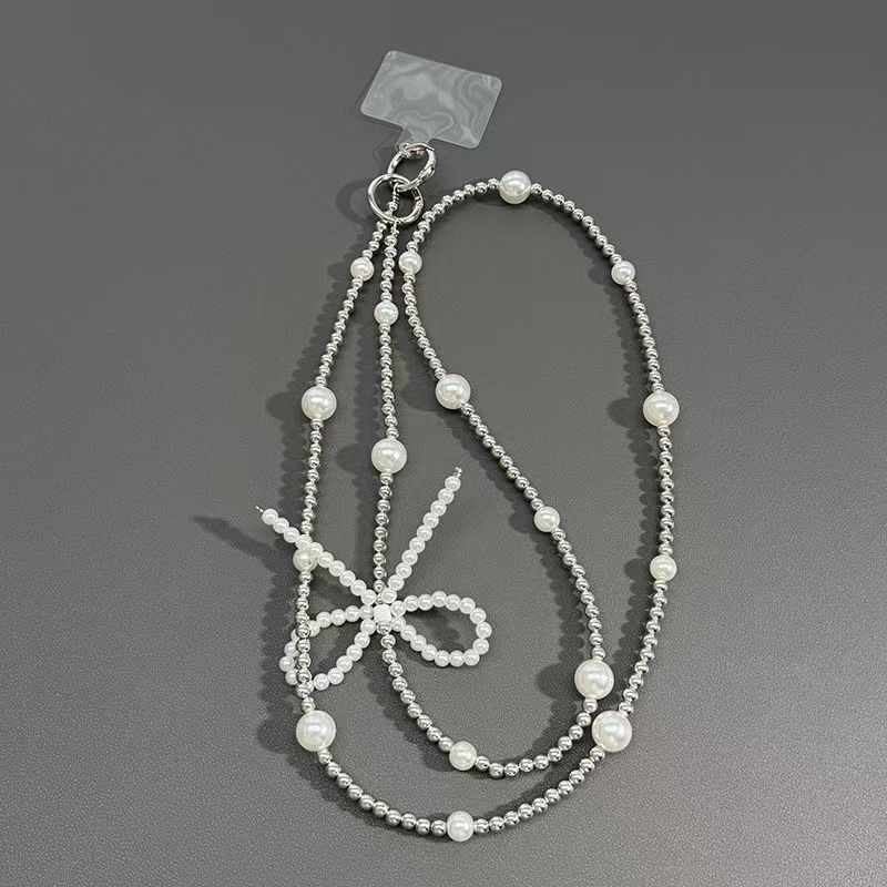 

Electroplated Super Shiny Faux Pearl Crossbody Chain Bag Replacement Strap, Anti-Lost Phone Charm Beaded Pendant