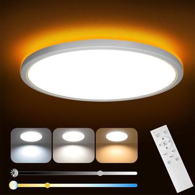 LED stropní svítidlo s dálkovým ovládáním, Stmívatelné 24W 3-barevné stropní svítidlo s tlumeným nočním světlem 1800k teplé, Kulatá přisazená LED stropní svítidla (Bílý)