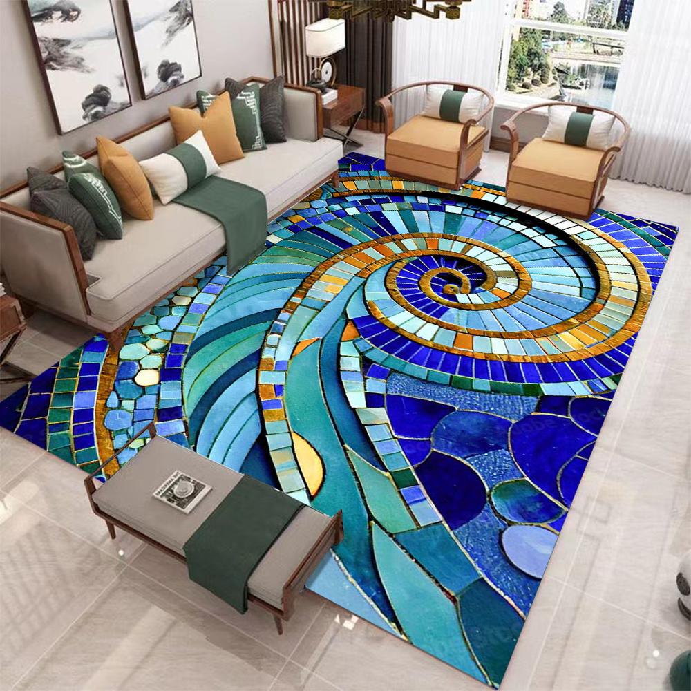 

Mosaic Tile Carpet Dolphin Koi Carp Carpet Abstract Artistic Sense Carpet Dreamy Home Floor Mat Home Decoration Rug 40x60cm