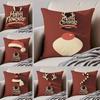 Christmas Red Collection Cushion Cover Throw Pillow Cover Hidden Button Durable Polyester Chair Cushion