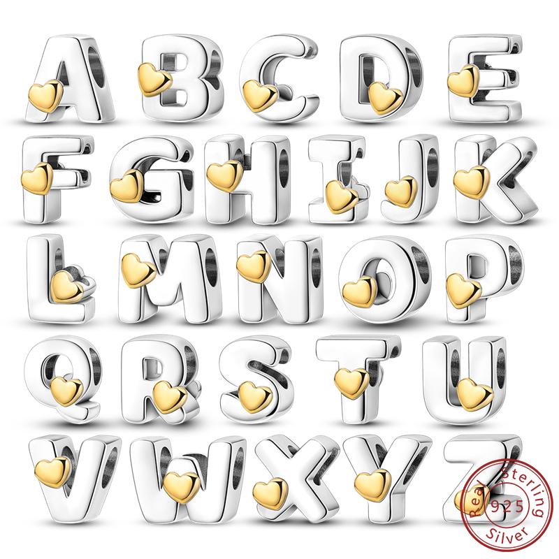 

1Set Original Charm Bead Copper 26 Letters A-Z Alphabet Charm Fit Original Bangle Bracelet Pendant Diy Jewelry Gift