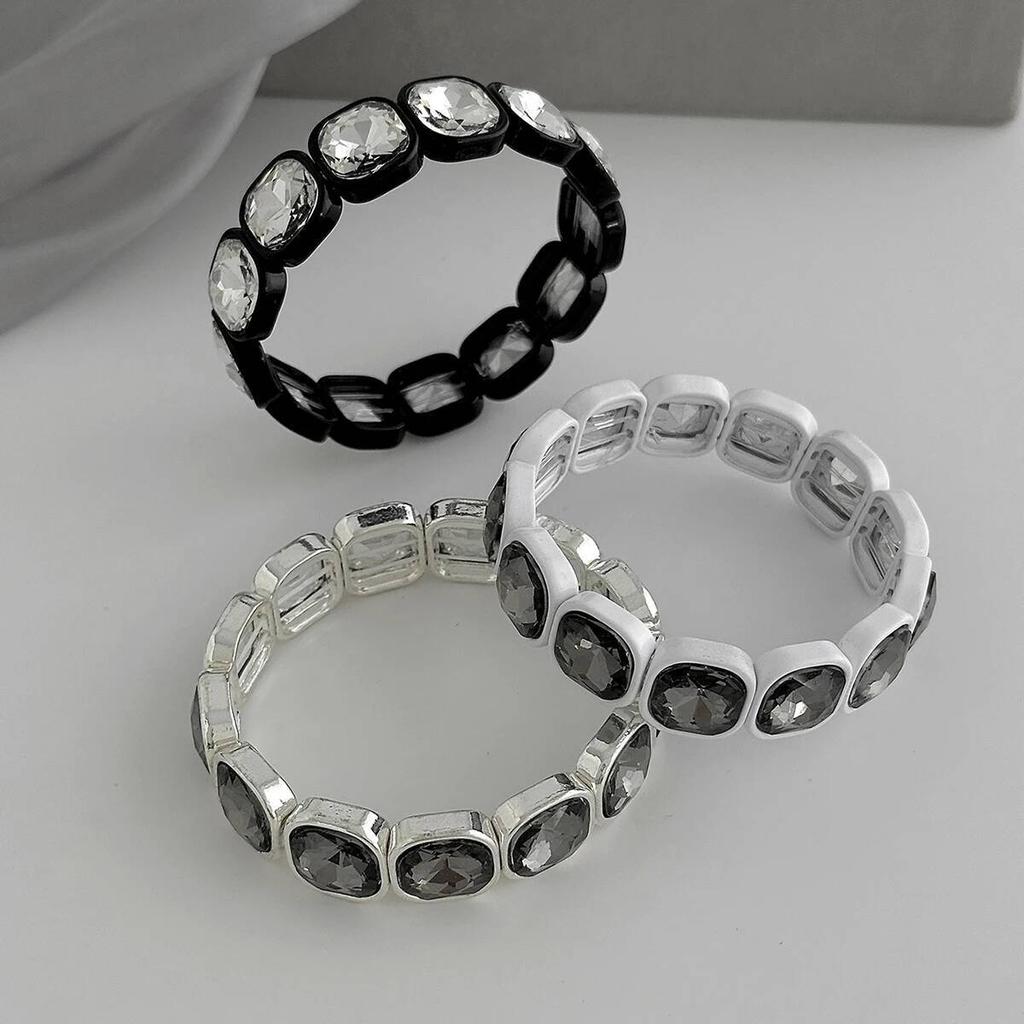 Salircon Elegancka nieregularna bransoletka z akrylowymi cyrkoniami, otwarta obrączka dla kobiet, koreańska moda, geometryczna, regulowana, biżuteria na imprezę, prezent