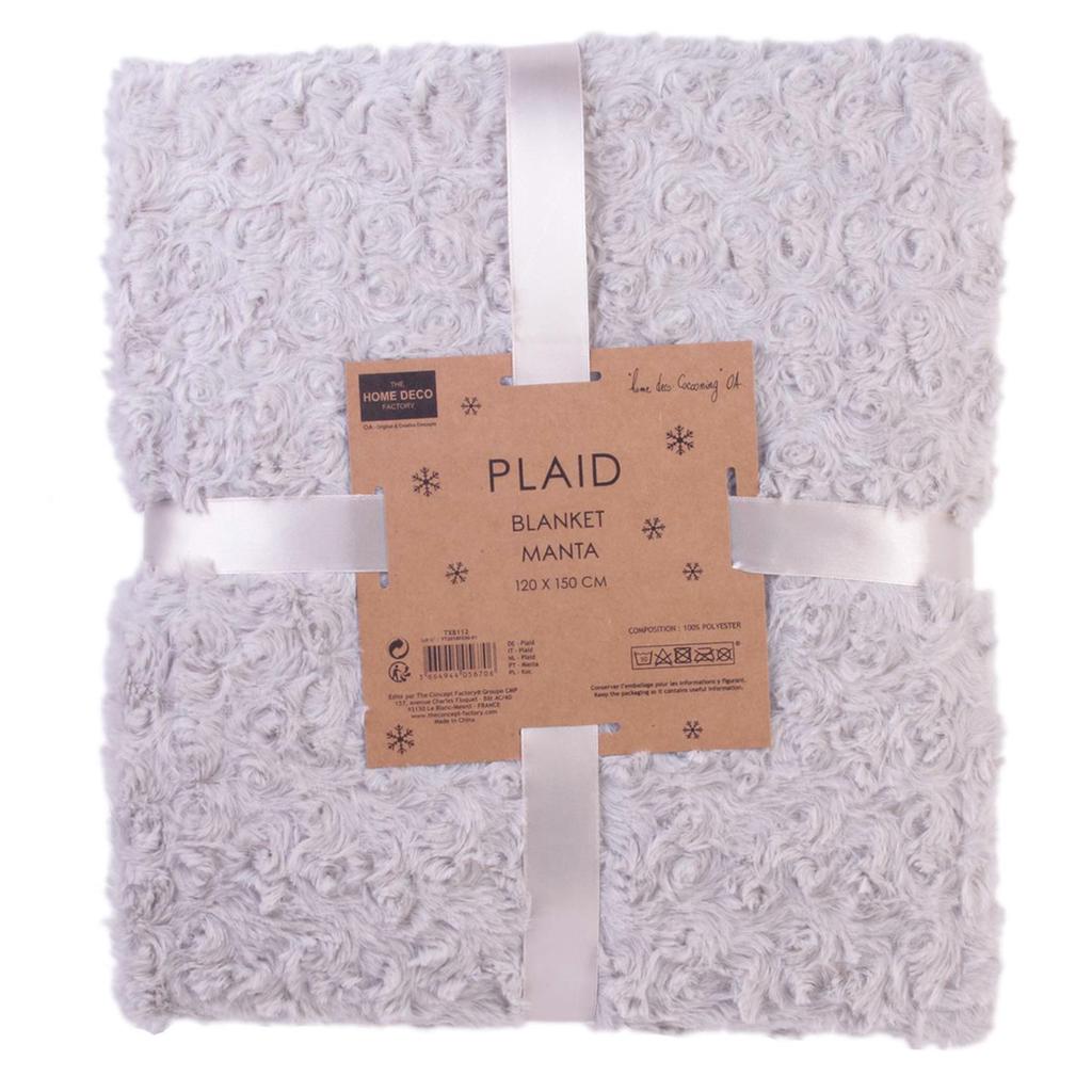 Les Trésors De Lily [Q4752] - Designer Throw 'Scarlett' Light Gray (bed of Roses) - 120x150 Cm