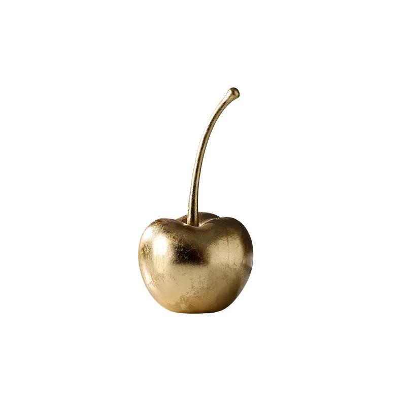 Creative Resin Crafts Golden Apples Fruit Sculptures Apple Ornaments Cherry Decorative Figurines Home Decoration Accessories