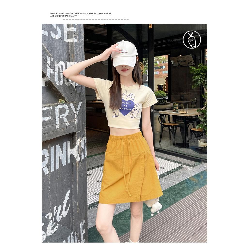 Quick Drying Sports Shorts for Women's Summer Casual Shorts with Elastic Waistband and Front Slit Design, Work Pants Skirt