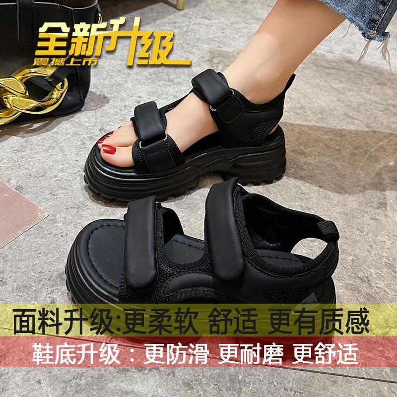 Sports sandals women's summer new muffin platform Velcro casual versatile Roman beach shoes