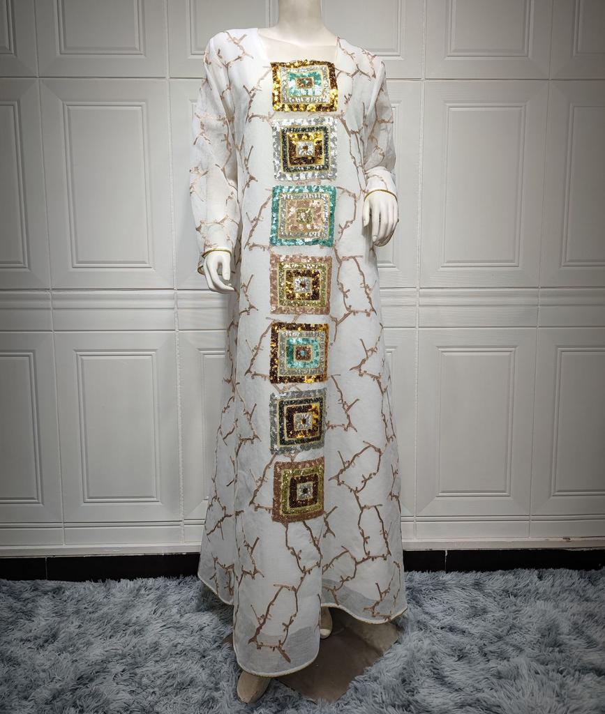 Muslim Women Embroidered Dubai Arabian Loose Dress Eid Robe