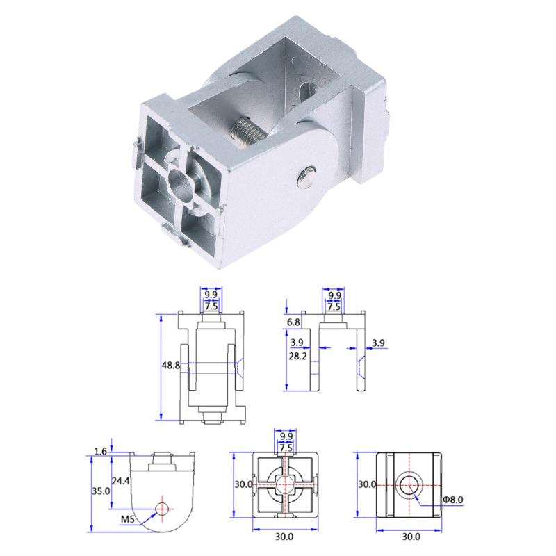 For 20 30 40 Series Aluminum Profiles 2020/3030/4040 Zinc Alloy Hinge Industrial Aluminum Adjustment Angle Connector