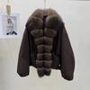 Women's Fashionable Down Jacket with Real Fox Fur Collar, Loose Fit, Thick and Warm Winter Outerwear.