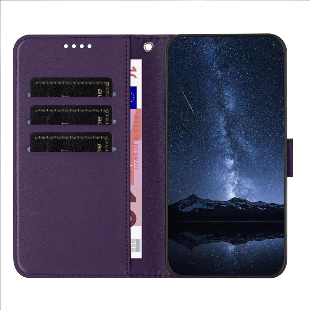 For iPhone 13 Mini 5.4 Inch Leather Case Wallet Stand Solid Color Anti Drop Phone Cover