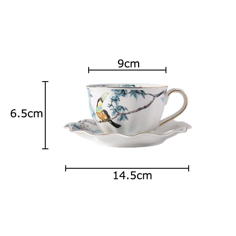 

Керамическая чашка и блюдце с узором цветов и птиц, обеденный стол, кофейная кружка, кружки для молока и чая, чашка для послеобеденного чая, контейнер для фруктового сока 200ml-220ml