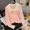 New Single-piece Thick Fashion Casual Imitation Mink Sweet Doll Collar Knitted Cardigan Sweater Women