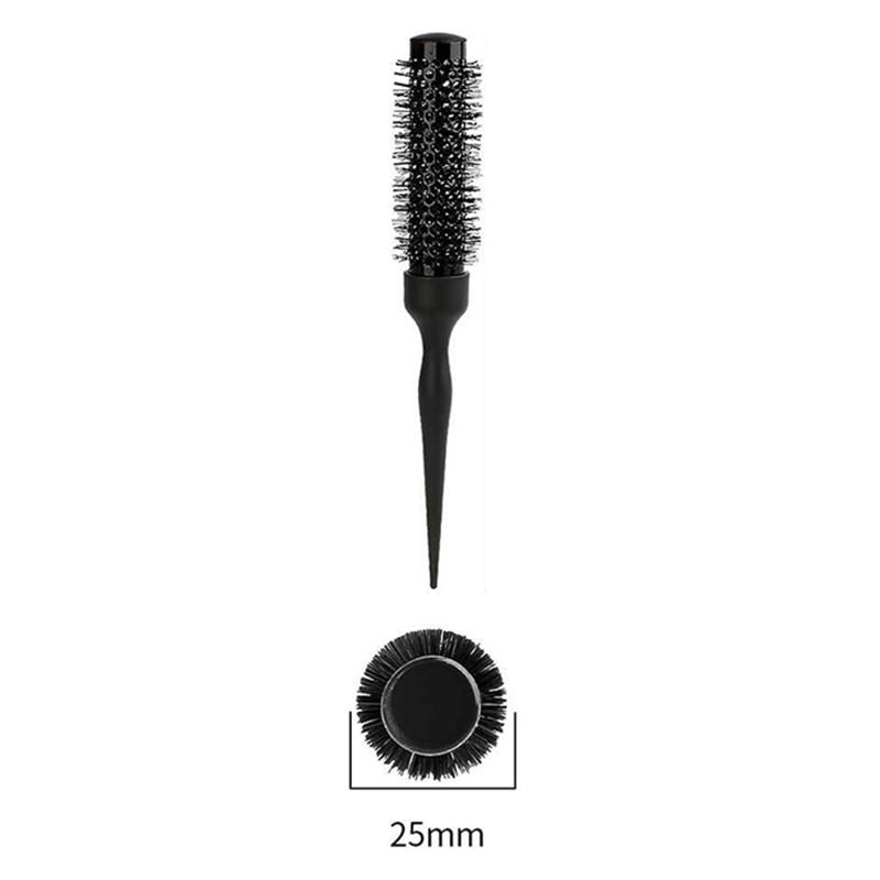 Black Round Barrel Hair Comb Hair Styling Hair Brush Nylon Comb Cylinder Curly Hair Comb Aluminum Tube Salon Tools Barber Gift