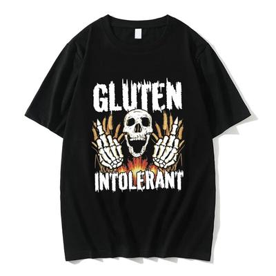 Gluten Intolerant Skeleton Meme Tshirt Fashion Brand Unisex Women Casual Pure Cotton T Shirts Unisex Vintage Oversized Short Sleeve