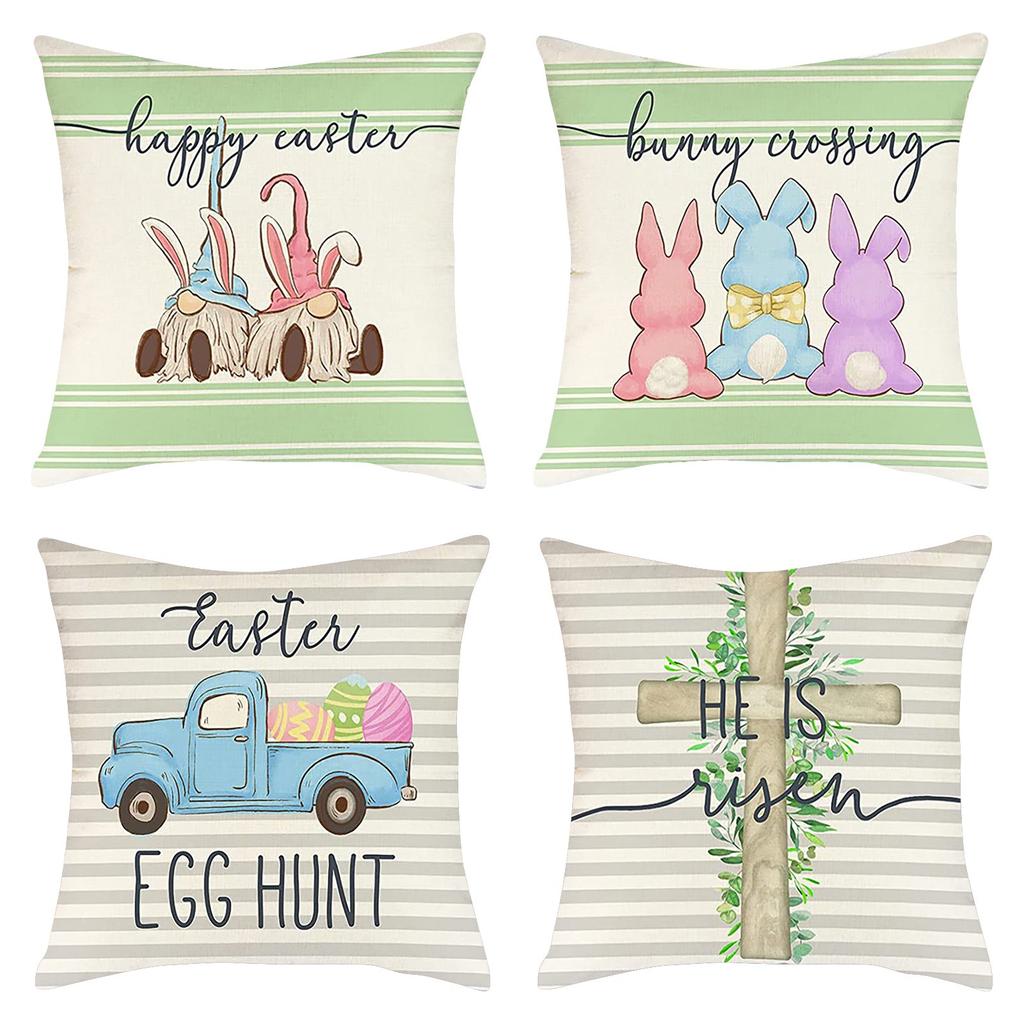 Easter Pillowcase, Easter Decorations Home Decor Cushion Cover 45x45