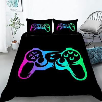 Play Designs Husă de Plapumă Față de Pernă Set de Lenjerie de Pat pentru Gaming Jocuri Video Decor Dormitor Adult Băiat Fată Dimensiune Single Dublu