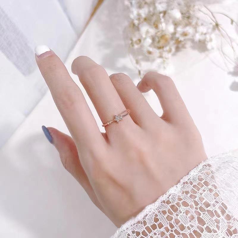 Ladies Crystal Star Adjustable Open Rings Jewelry