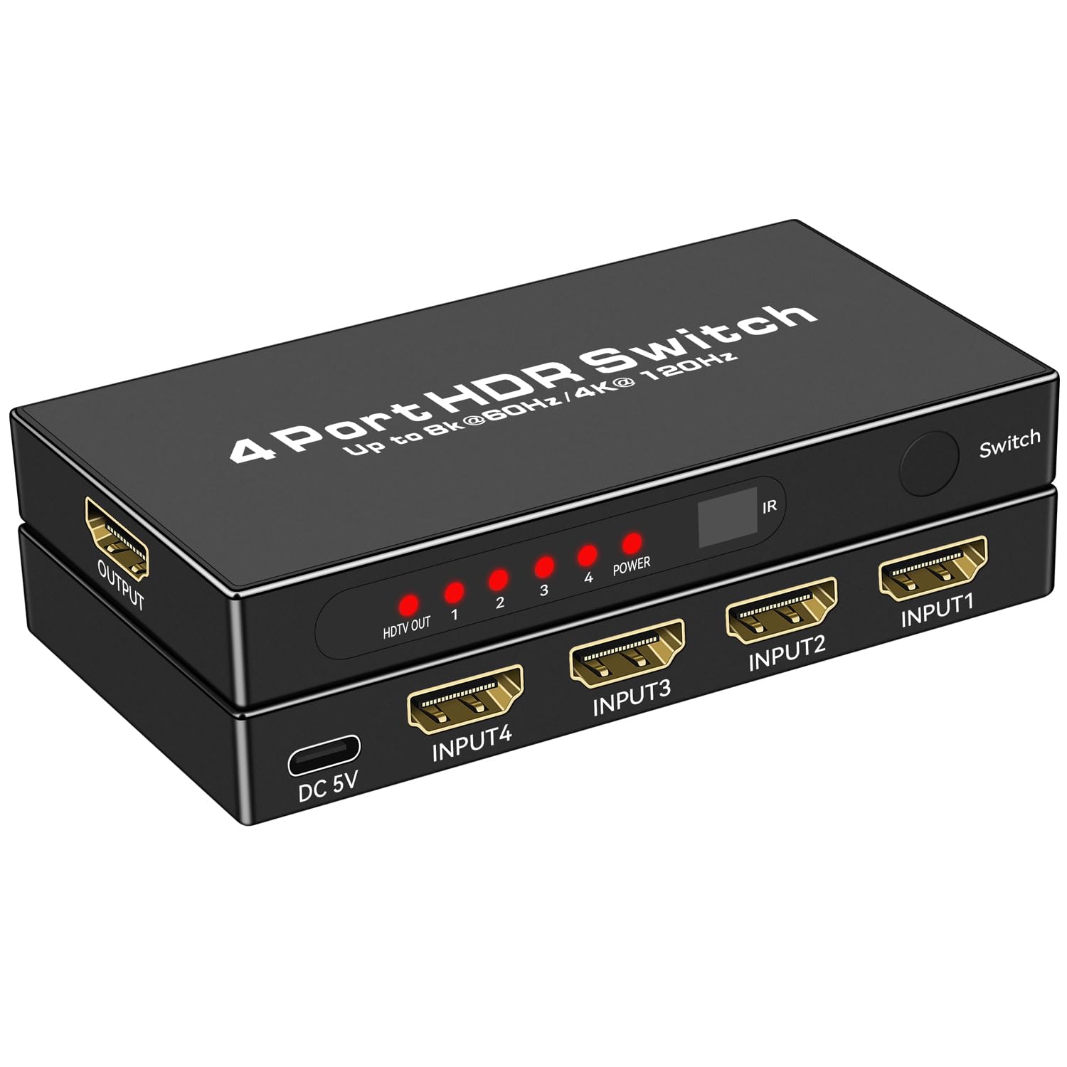 

HDMI-перемикач HDMI-перемикач 4 входи 1 вихід 4 порти HDMI-селектор Функція перемикання HDR 48 Гбіт/с HDMI Розширення HDMI-концентратора з пультом дистанційного керування 8K@60Hz 4K@120Hz