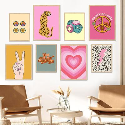 Retro Boho Wand Kunst Leinwand Malerei Drucken Trendy Wohnheim Zimmer Home Poster Decor Cartoon Kinder Abstrakte Mode Wohnzimmer Bild Decor