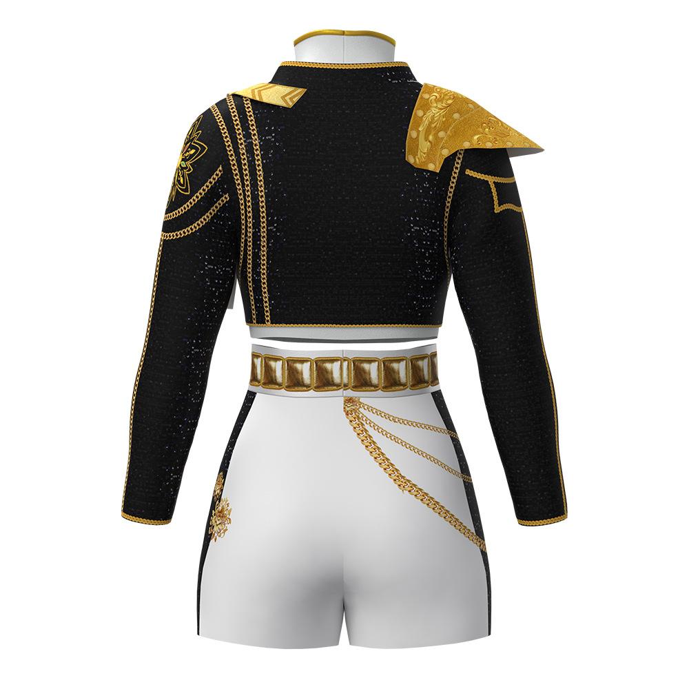 Anime Kid's Kpop Demon Hunter Cosplay Rumi Zoey Mira Costume Girls Black Golden Stage Performance Clothes Halloween Costume