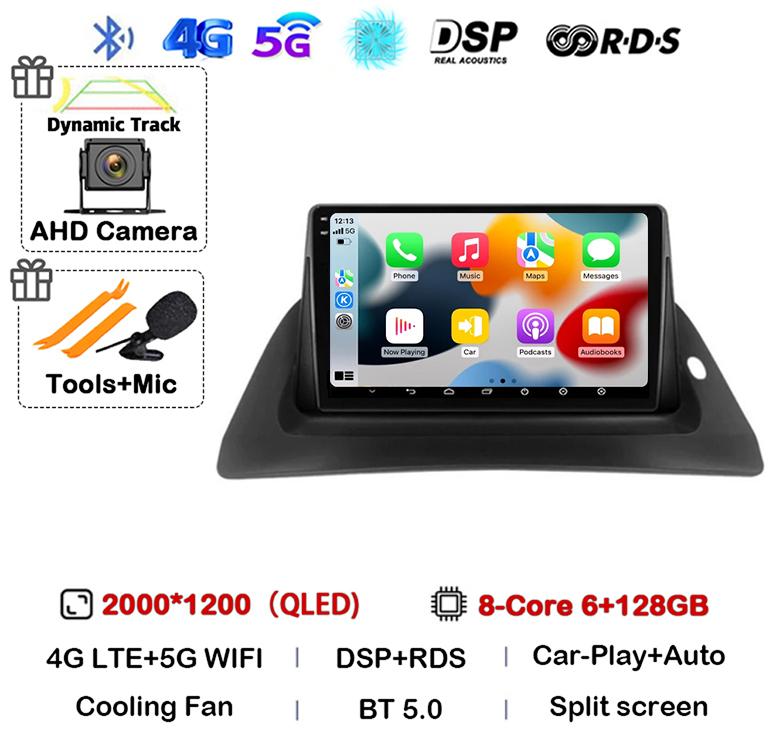 Android 14 Carplay Auto 4G+WIFI For Renault Kangoo 2009-2012 2015 2016 2017 2018 Car Radio Multimedia Stereo Video Player GPS BT
