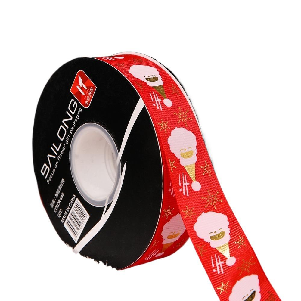 2.5cm Christmas Flower Packaging Gift Ribbon Bouquet Gold Hot Stamping Ribbon Ribbon Floral Packaging Material