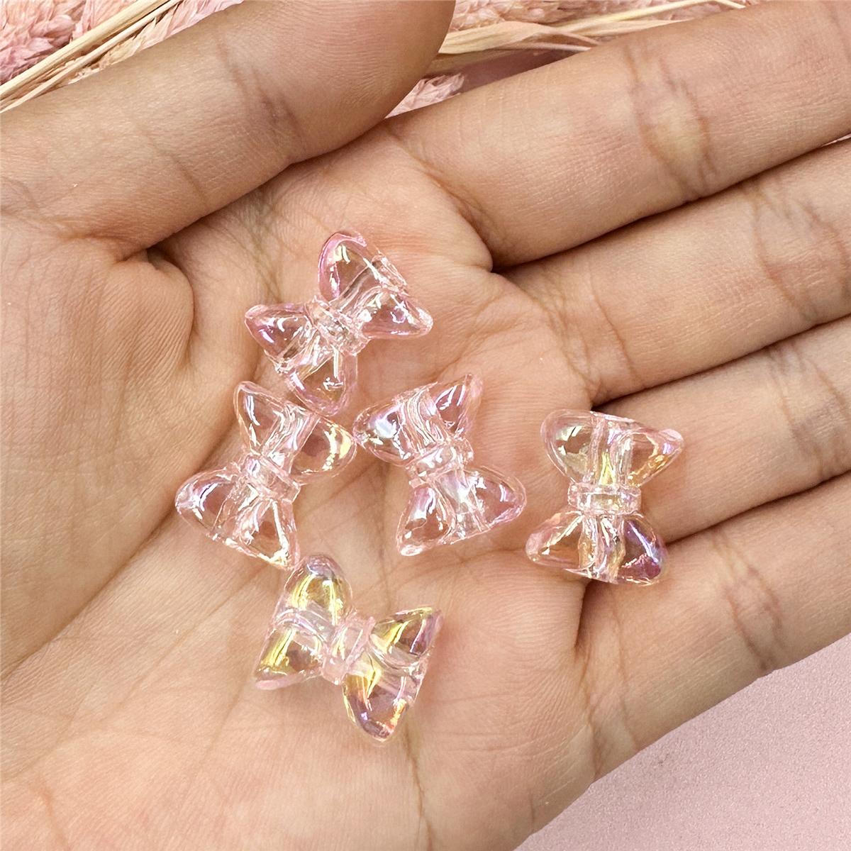 

Высокое качество карамельного цвета DIY браслет головные уборы цепочка для мобильного телефона изысканные ювелирные аксессуары 5 шт. покрытие красочные прозрачные бусины с бантом 14*15,5 мм розовый