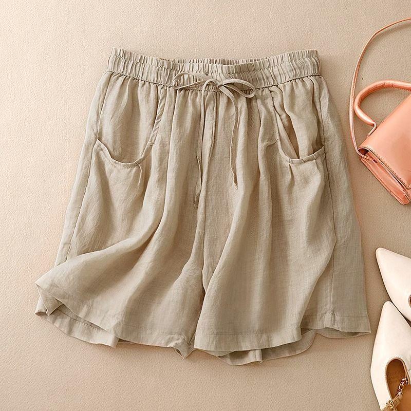 Summer high-waist sports shorts loose casual elastic waist pants