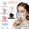 20PCS Unisex Adult Feather Print Outdoor Mask Protective Disposable Face Mask