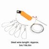 Portable Stainless Steel Fish Stringer with 5 Buckle Snaps 5m Length Fishing Lock Cable Orange Fishing Stringer Sea Fishing