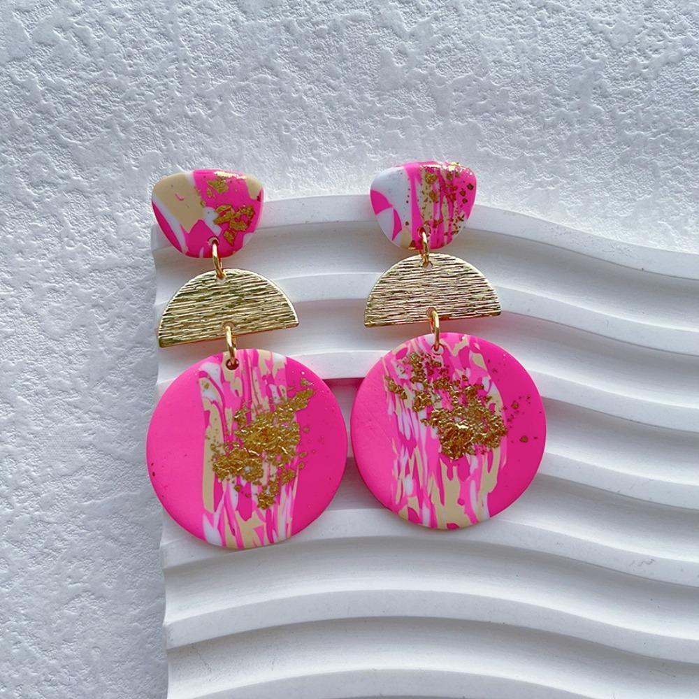 Copper Acrylic Stud Earrings Geometric Exaggerate Earrings Women Elegant Beach Earrings  Girls