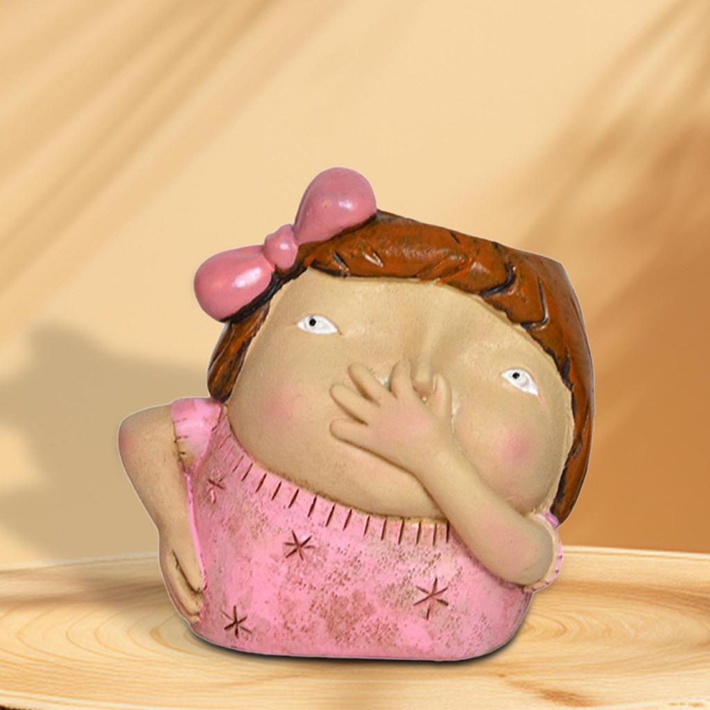 Fun Flower Pot Unique Fun Decor Resin Decorative Planter Nose Holding Figurine for Cabinet Balcony Desktop Living Room Bookshelf