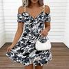 Women Adjustable Sling Dress Plus Size Peony Printed Flowy Summer Vacation Gown