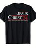 Herren Jesus Christus 2024 T-Shirt 220gsm Schwere Baumwolle Glaubensshirt mit Slogan „Nur Jesus kann diese Nation retten“ Kurzarm