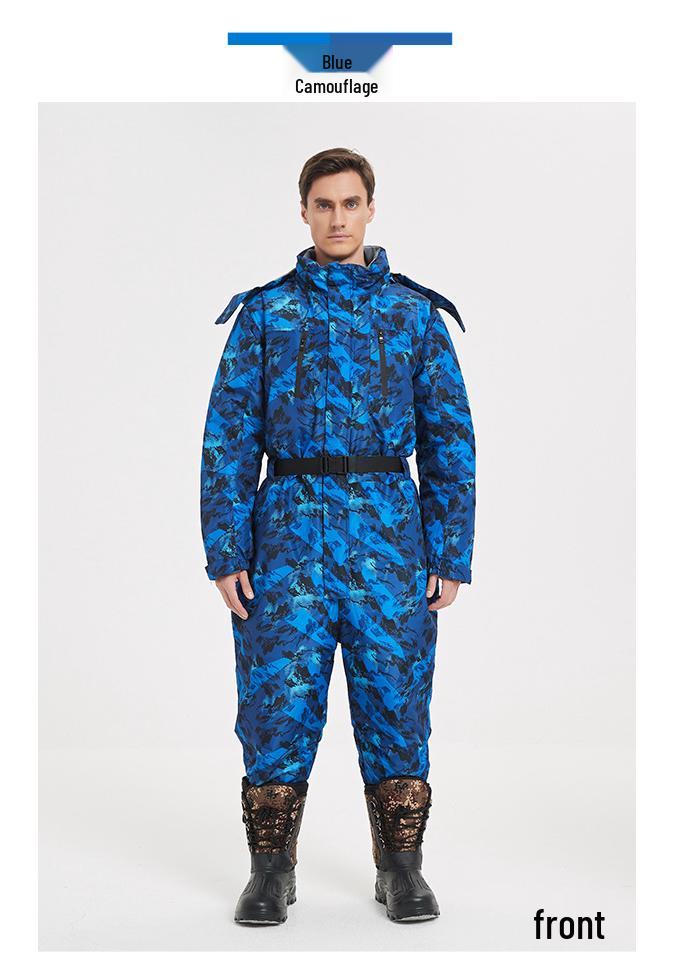 Thickened Waterproof Down Jumpsuit for Winter Fishing and Ice Protection