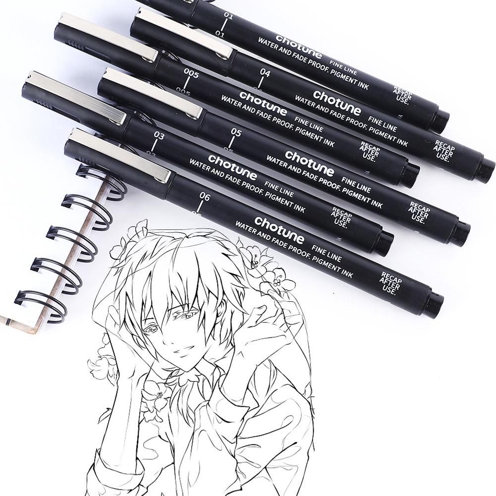 3-15PCS/Set Black Fine Point Pen Waterproof Ink Line Drawing Pen for Artist Illustration Sketching Anime Manga Technical Drawing