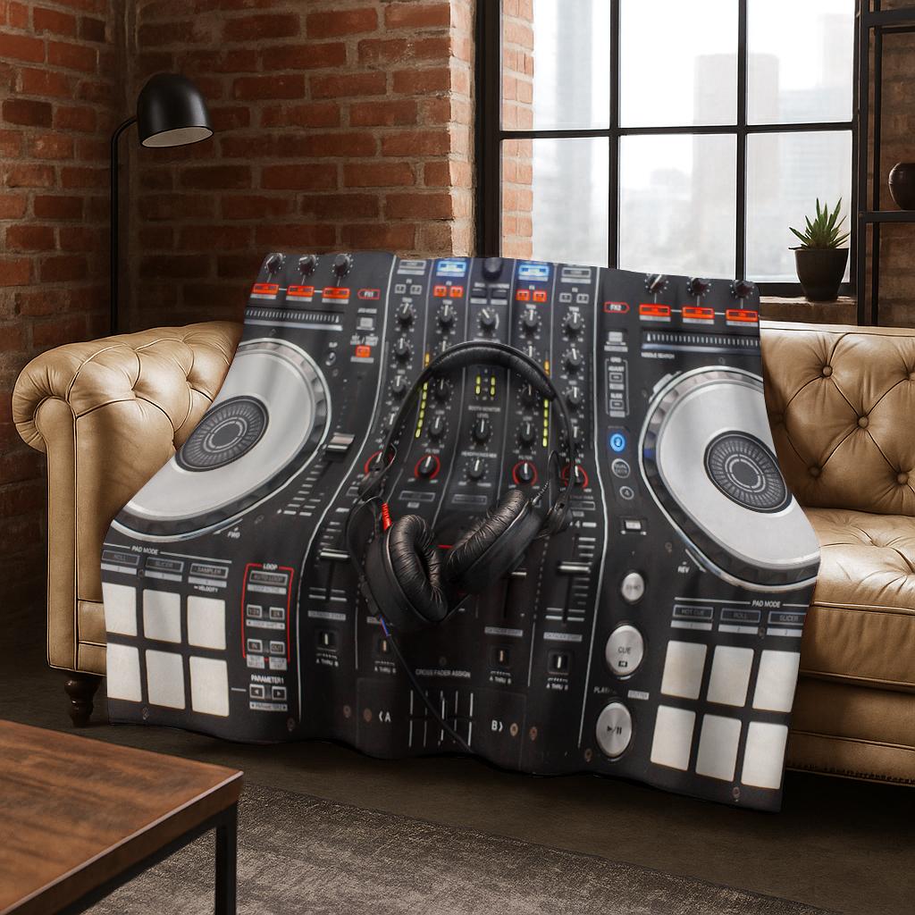 DJ Screen Record Flannel Blanket,Warm and Cozy Soft Throw Blanket for Home Bedroom Bed Sofa Office Travel Picnic Cover Kid Gift