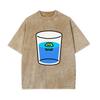Funny Style Cartoon Water Cup Print Women's T-Shirt Loose Wash Oversized Short Sleeve Summer Basic Jianye Retro Top