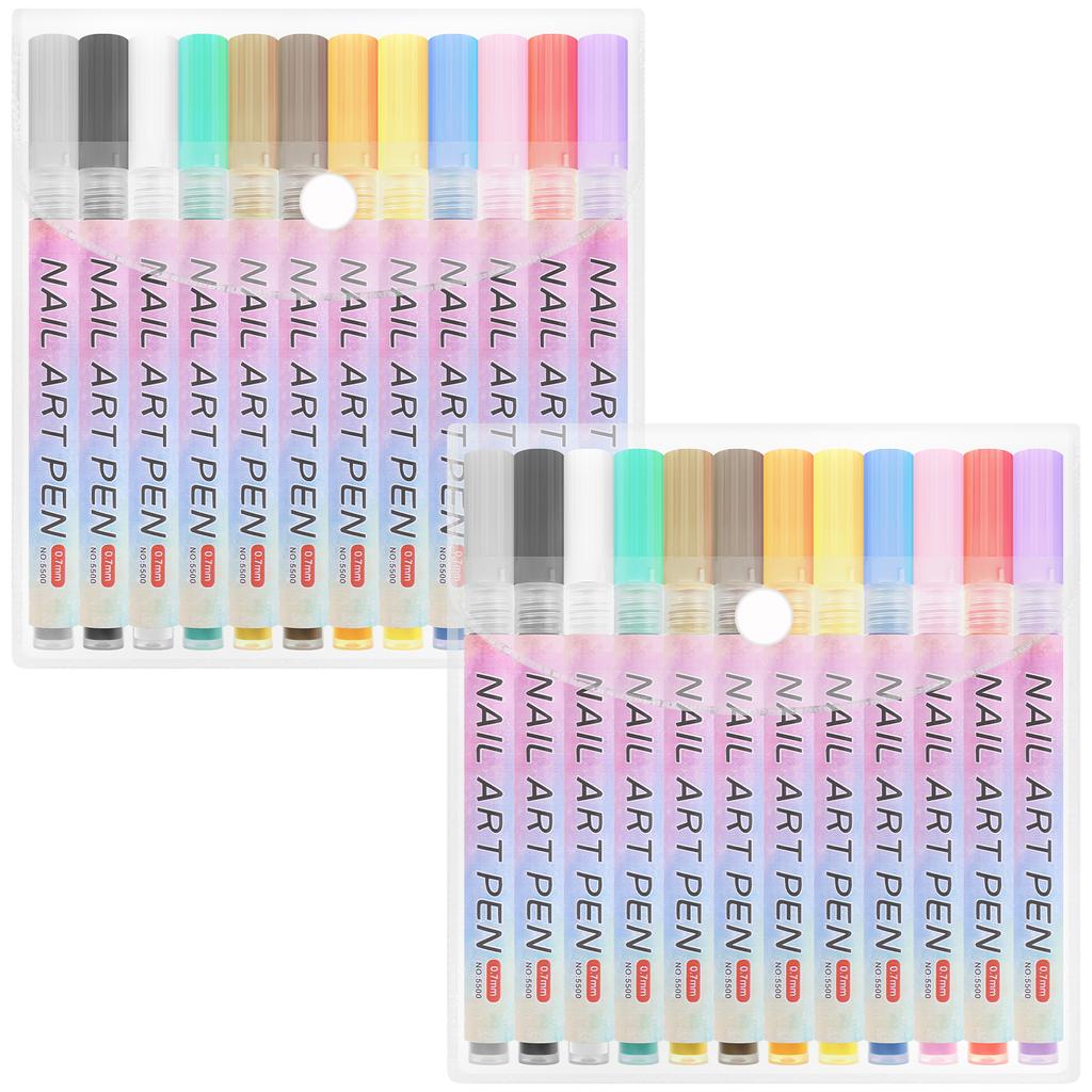 12/24 Pcs Nail Art Pens 12 Colors DIY Nail Art Markers Professional Nail Polish Pen Set Abstract Line Manicure Tools for Women