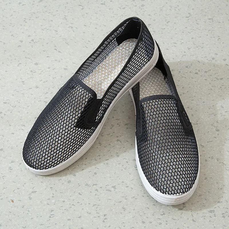 WTEMPO Proste czarne białe siateczkowe wydrążone uniwersalne buty damskie casualowe lekkie miękkie płaskie buty wsuwane