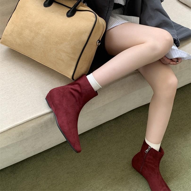 2025 Autumn and Winter New Fashion Versatile Thick Heel Suede Korean Small Ankle Boots Women's Shoes Versatile Low Heel Thin Boots