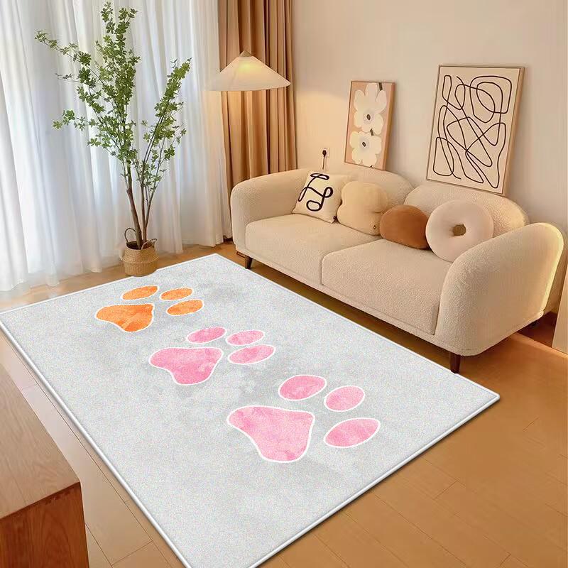 Stile Semplice Carino Disegno Animato Tappeto per Soggiorno Antiscivolo Impronte di Animali Morbido Tappeto per Camera da Letto Soffice Tappetino per Tavolo Divano Lavabile