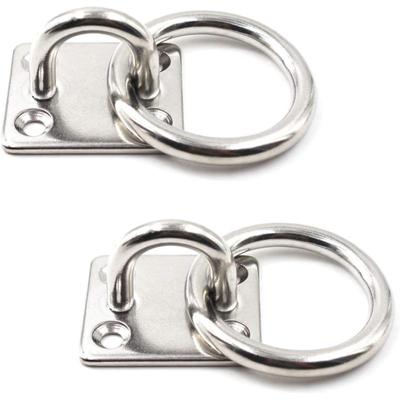 304 Stainless Steel Square Eye Pad Plate with Ring Anchor Mount Great for Yoga Swings Hammocks/Boat Rigging/Marine Deck Hardware (2PCS)