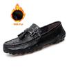 Fashion Luxury Fashion Italian Black Genuine Leather Loafers Handmade Soft Bottom Casual Leather Dress Shoe Slip On Outdoor Walking Shoe