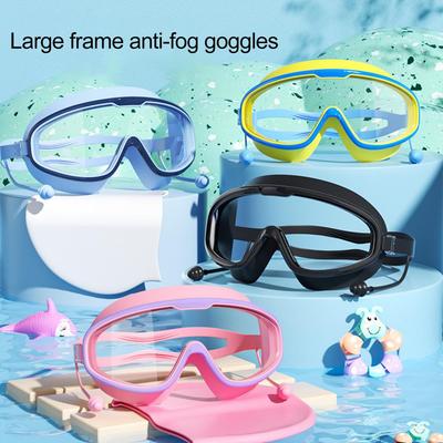 Gafas de natación para niños de 3 a 16 años con montura grande y antivaho.
